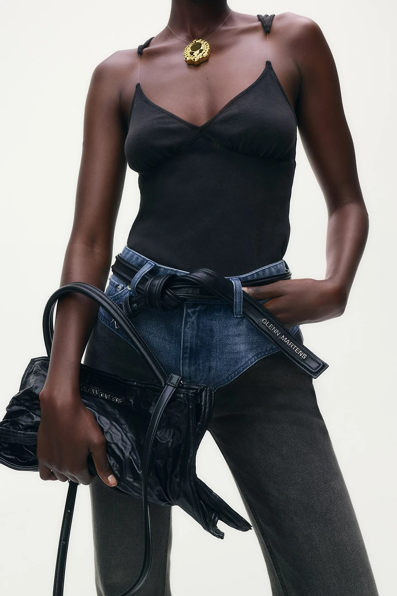 Two-Tone Straight-Leg Jeans