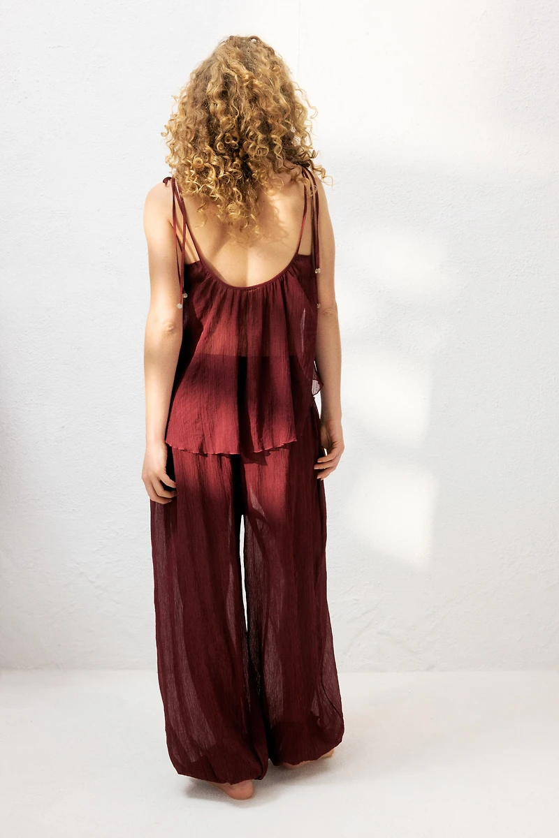 Pantalon de plage froissé avec jambes ballon