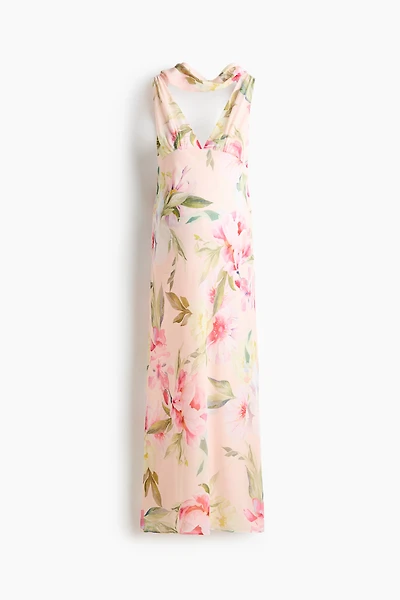 MAMA Scarf-Detail Chiffon Dress
