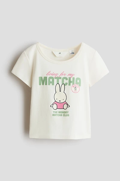 Cotton T-Shirt with Printed Motif