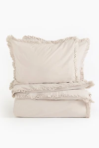 Ruffle-trimmed King/Queen Duvet Cover Set