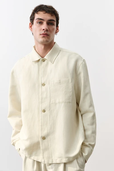 Regular-Fit Linen-Blend Overshirt