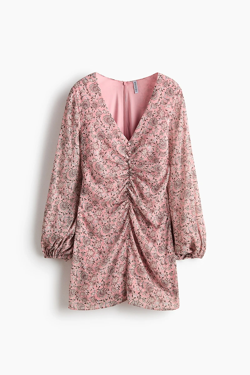 Button-Detail Crinkled Dress