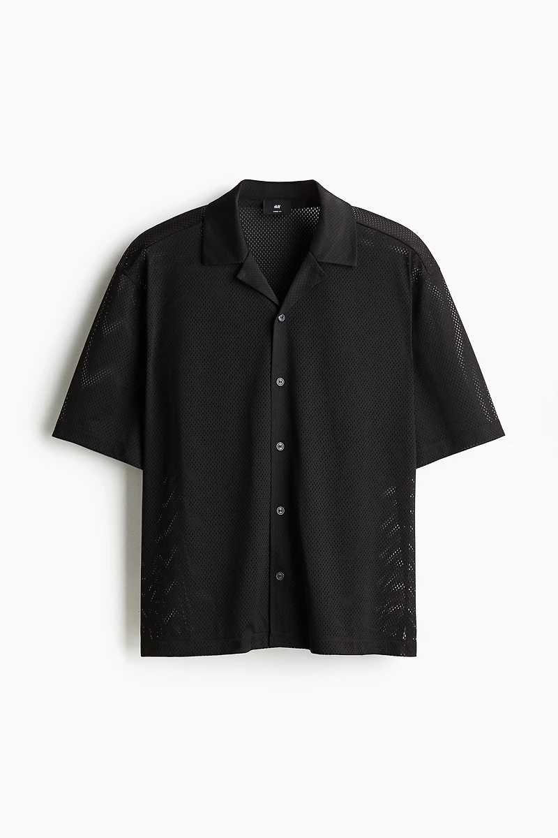 Loose-Fit Mesh Resort Shirt