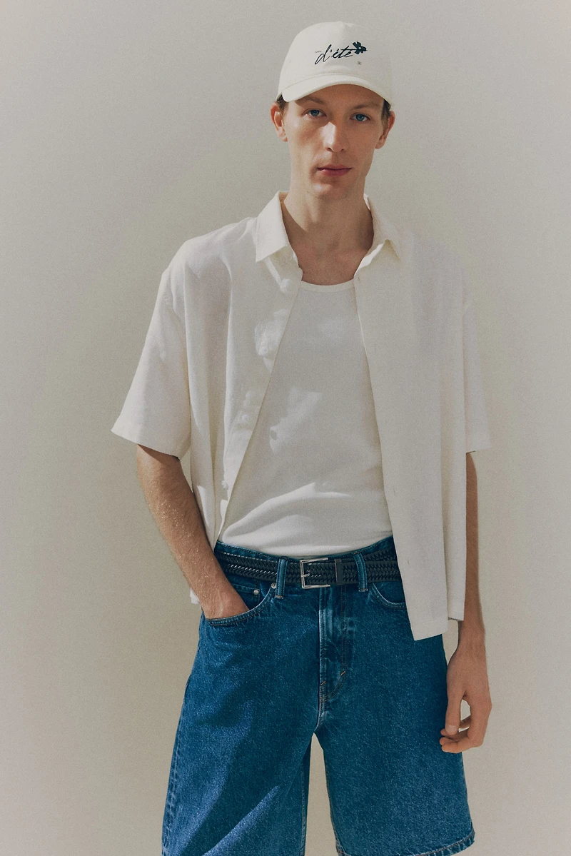 Loose-Fit Short-Sleeved Linen-Blend Shirt