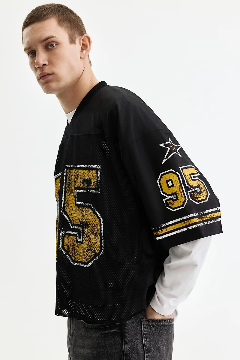 Oversized Printed Mesh T-Shirt