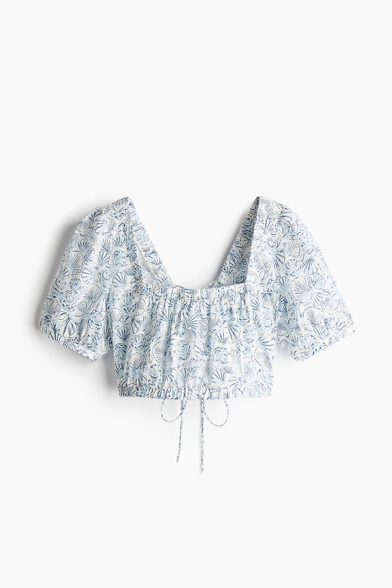 Lacing-detail cotton blouse