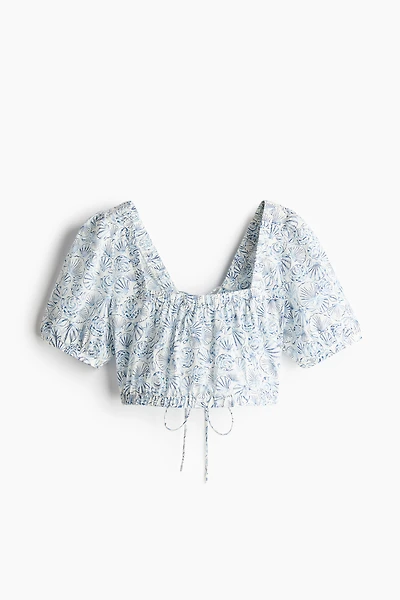 Lacing-detail cotton blouse