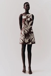 Square-Neck Twill Dress