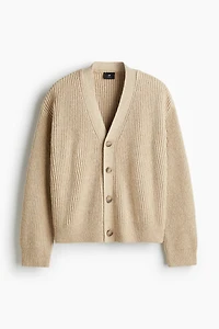 Loose-Fit Rib-Knit Cardigan