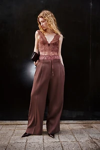 Linen-Blend Dress Pants