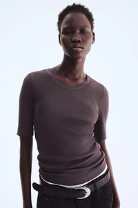 Ribbed Silk-Blend Top