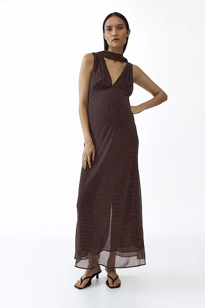 MAMA Scarf-Detail Chiffon Dress