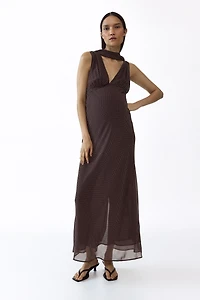 MAMA Scarf-Detail Chiffon Dress