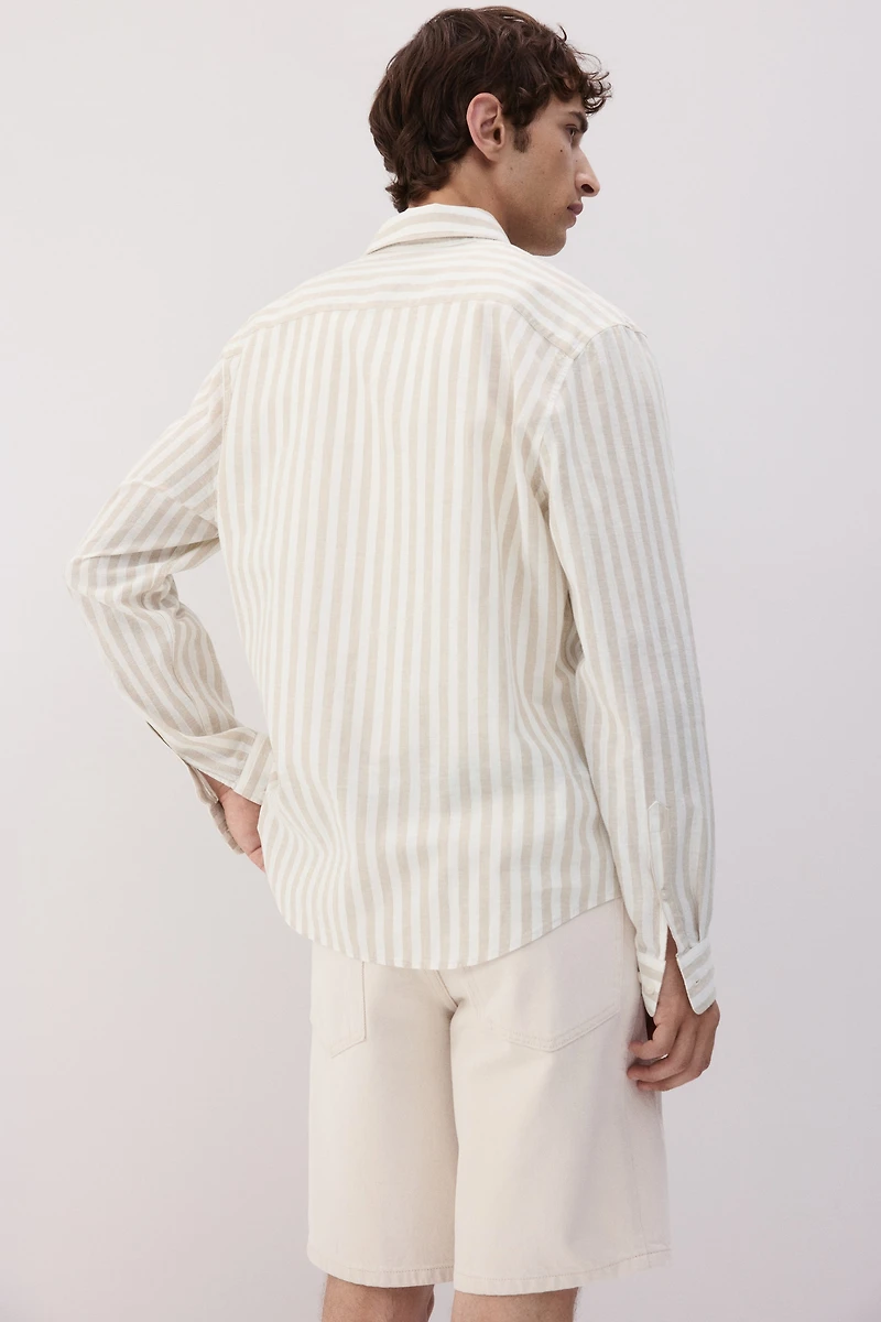 Regular-Fit Linen-Blend Shirt
