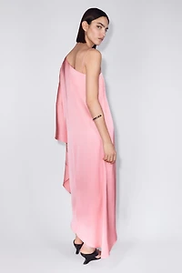 One-Shoulder Satin Kaftan Dress