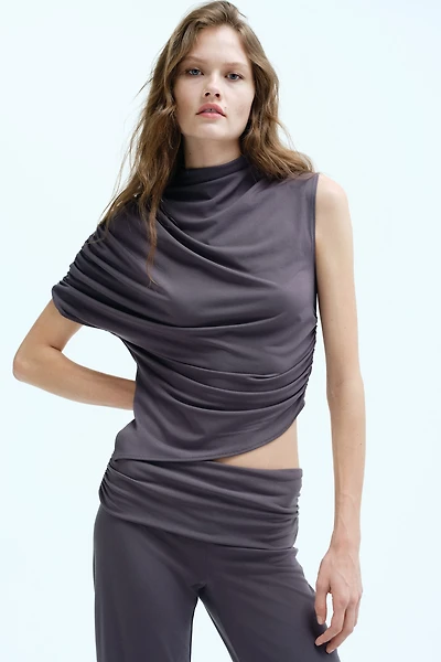 One-Sleeve Mock Turtleneck Top