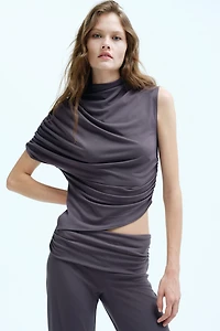 One-Sleeve Mock Turtleneck Top