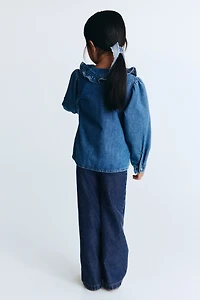 Pantalon large façon denim