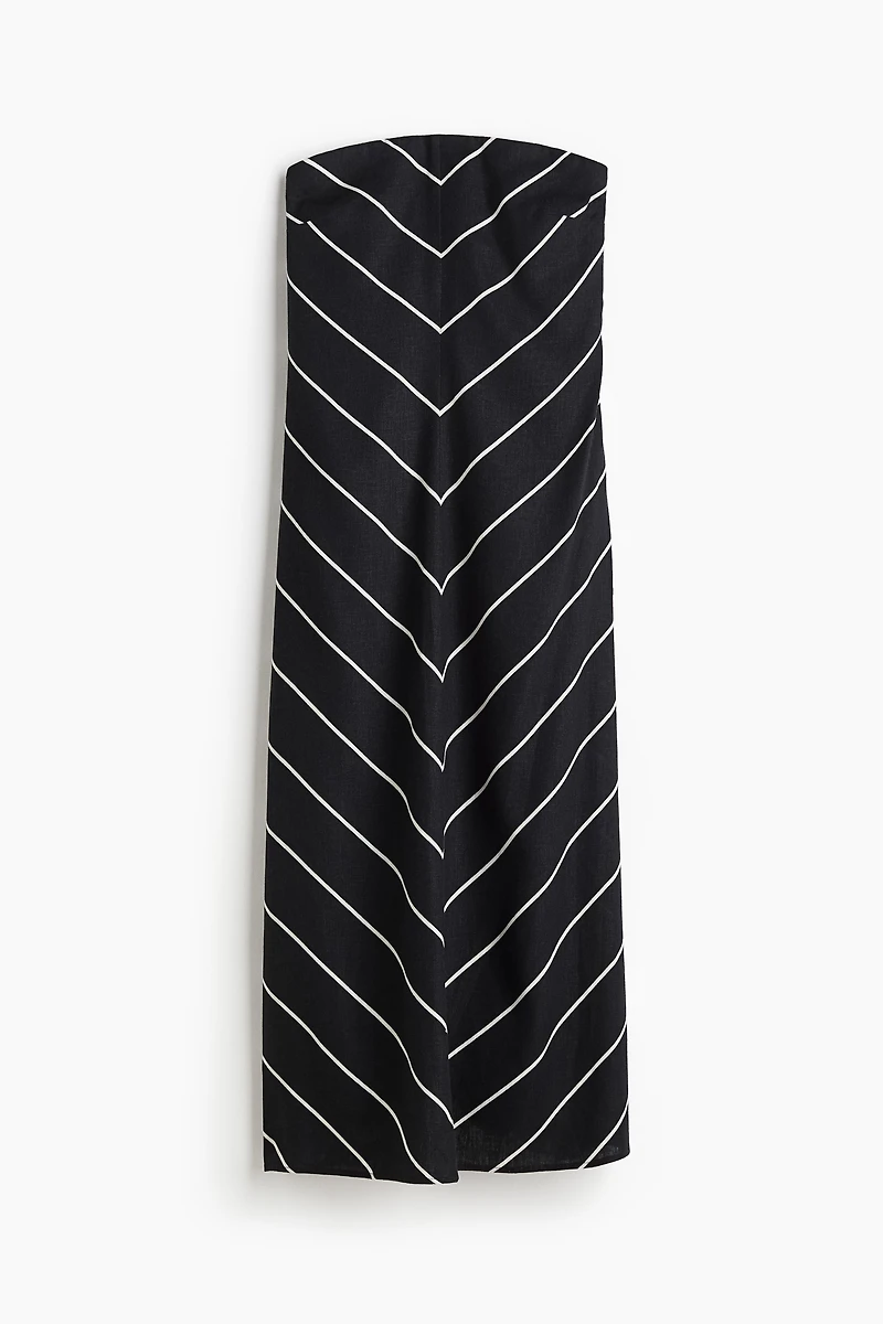 Linen-Blend Bandeau Dress