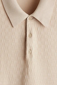 Slim Fit Textured-knit polo shirt