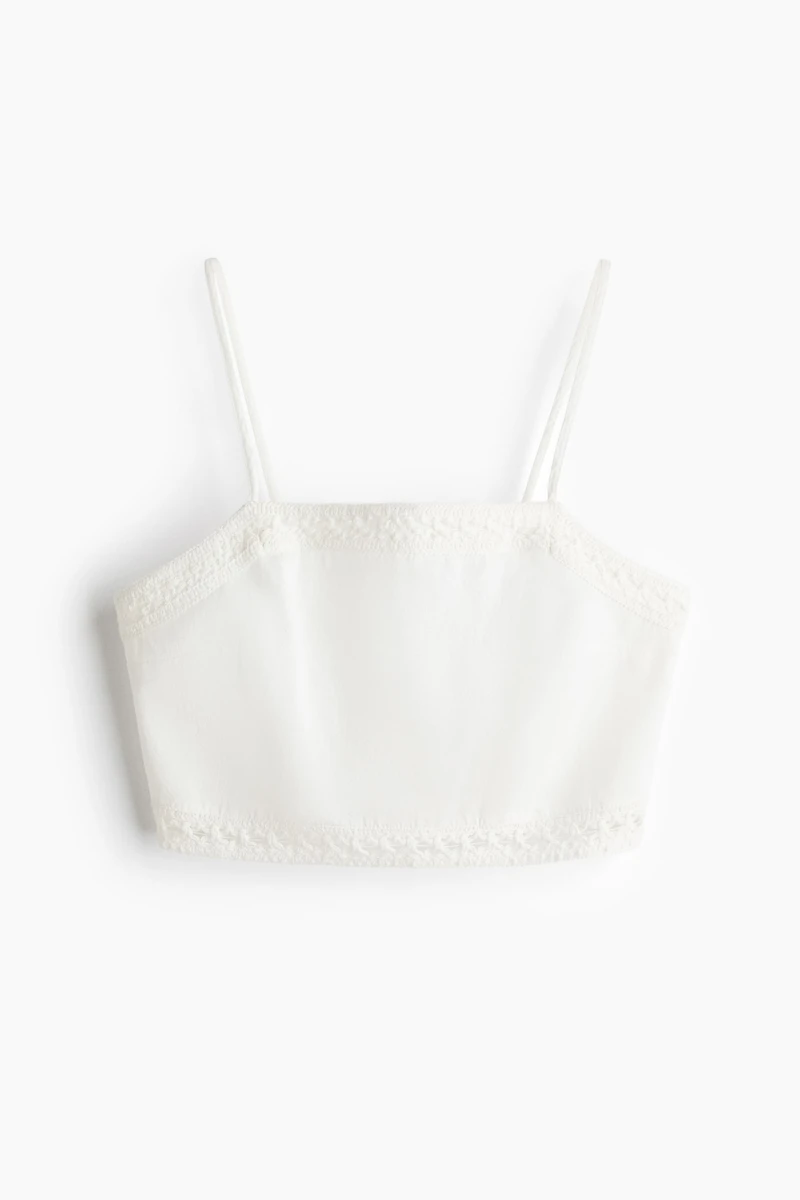 Linen-Blend Beach Crop Top