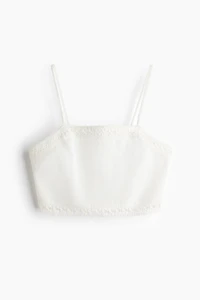 Linen-Blend Beach Crop Top
