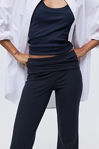 Foldover-Waist Cotton Pants