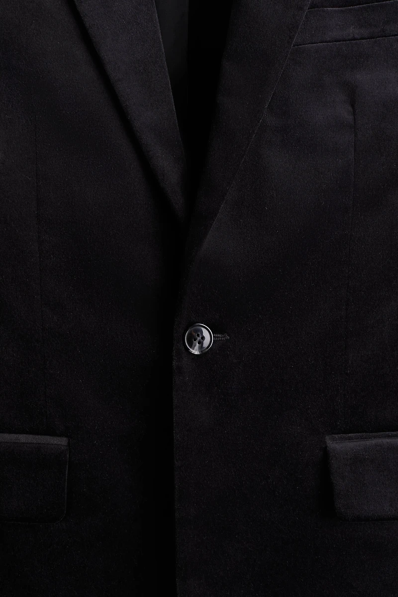 Regular-Fit Single-Breasted Velvet Jacket