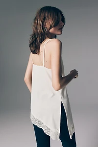 Haut à bretelles fines en jersey avec dentelle