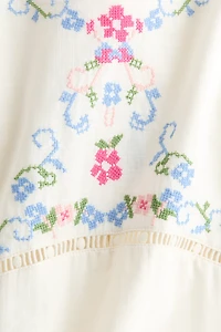 Embroidered Open-Back Dress
