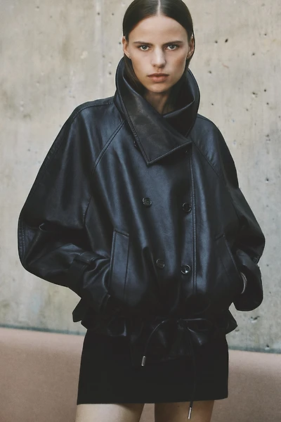 Coated Funnel-Collar Jacket