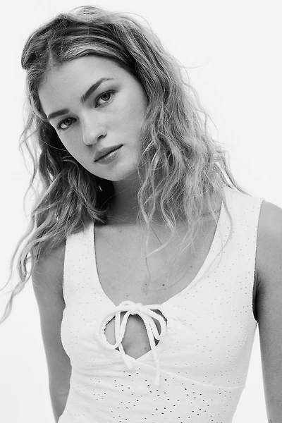 Pointelle-Knit Top