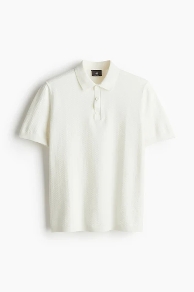 Slim Fit Textured-knit Polo Shirt