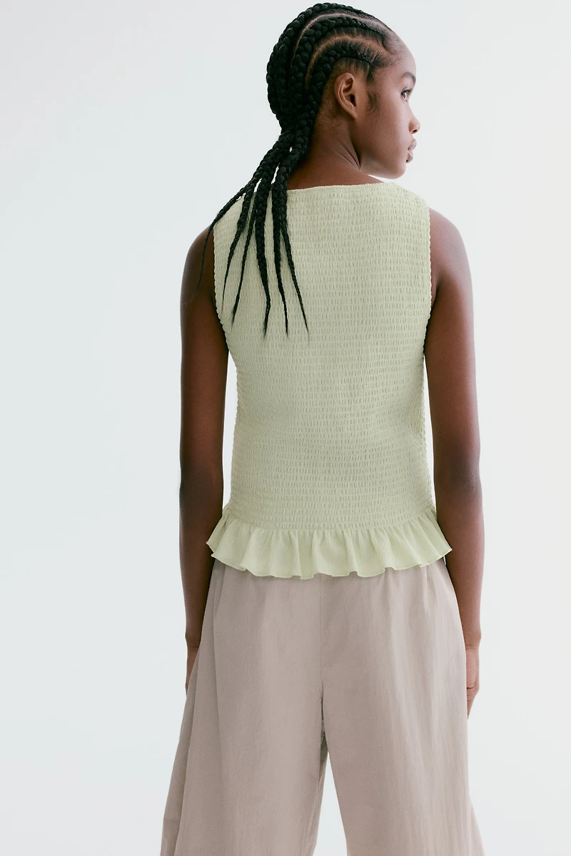Smocked Boat-Neck Top