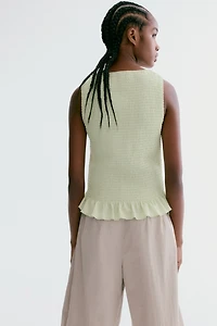 Smocked Boat-Neck Top