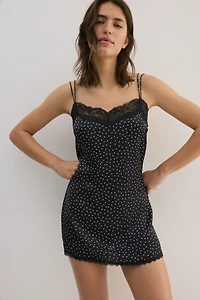 Lace-Trimmed Satin Nightgown