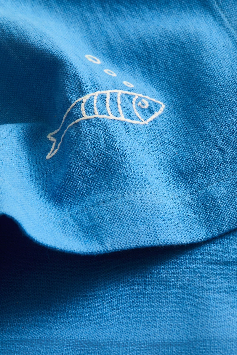 4-Pack Embroidered-Detail Linen-blend Napkins