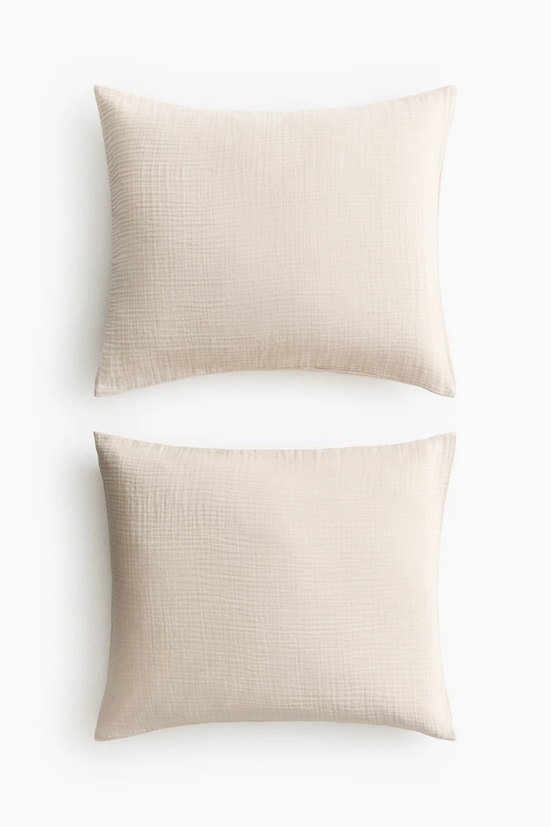 2-Pack Cotton Muslin Pillowcases