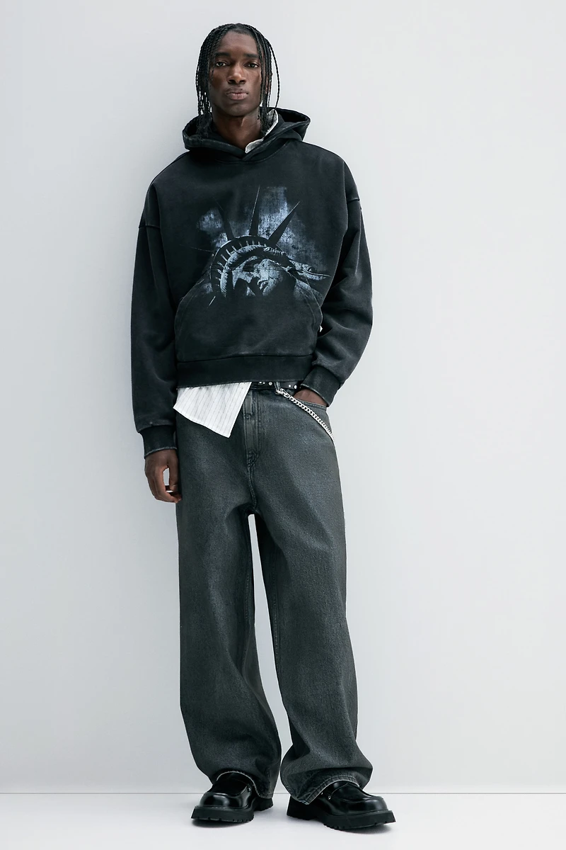 Oversized-Fit Printed Hoodie