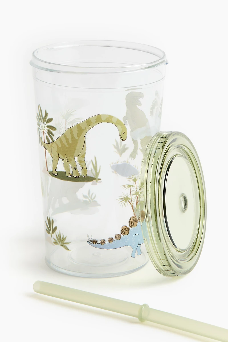 Gobelet en plastique à motif avec paille