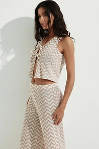 Wide-Leg Jacquard-Knit Pants