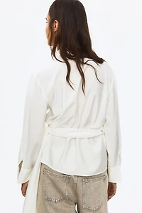 Chemise croisée en viscose mélangée