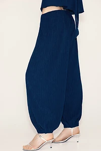 Crinkled Balloon-Leg Pants