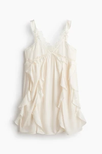 Flounced Lace-Trimmed Dress