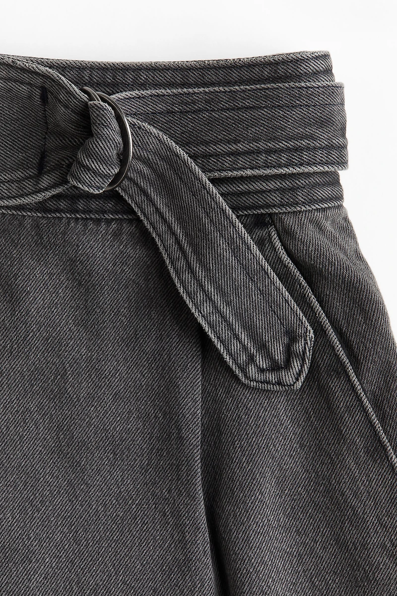 Belted Denim Shorts