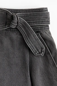 Belted Denim Shorts
