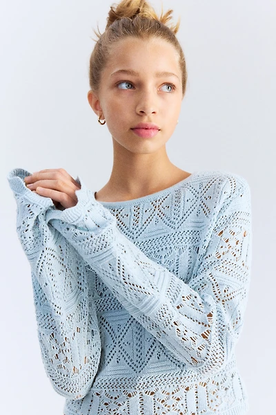 Pointelle-Knit Short Top