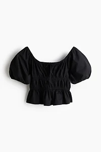 Puff-Sleeved Poplin Blouse
