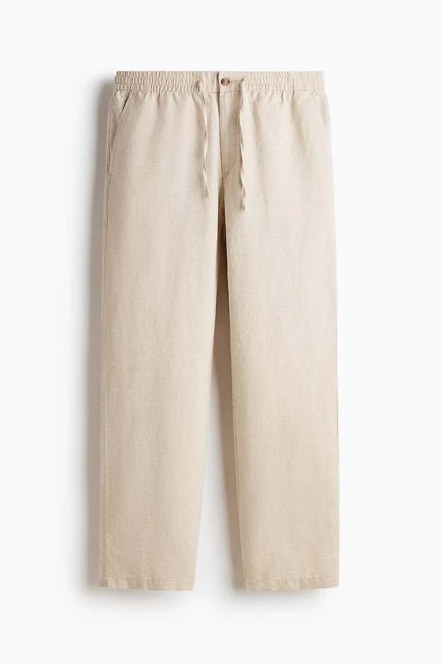 Regular-Fit Linen-Blend Pants